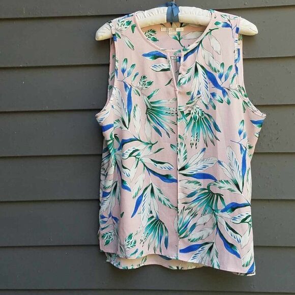 C & E Pink Tropical Sleeveless Blouse size XL - Picture 9 of 9